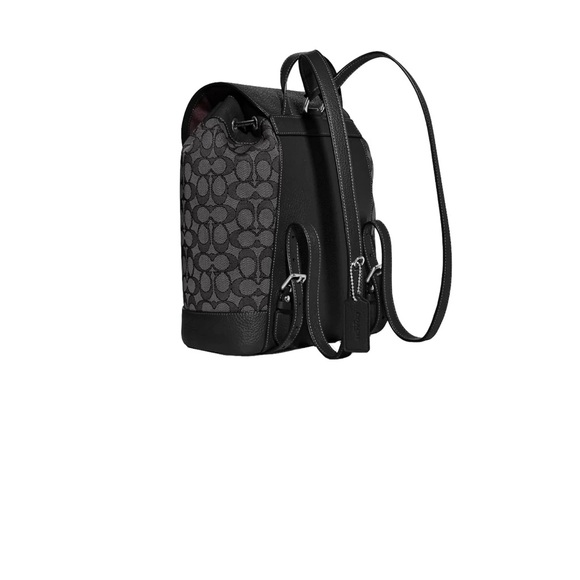EUC!!!! Coach Dempsey Black Smoke Signature Jacquard Canvas Patch Backpack - Picture 2 of 7